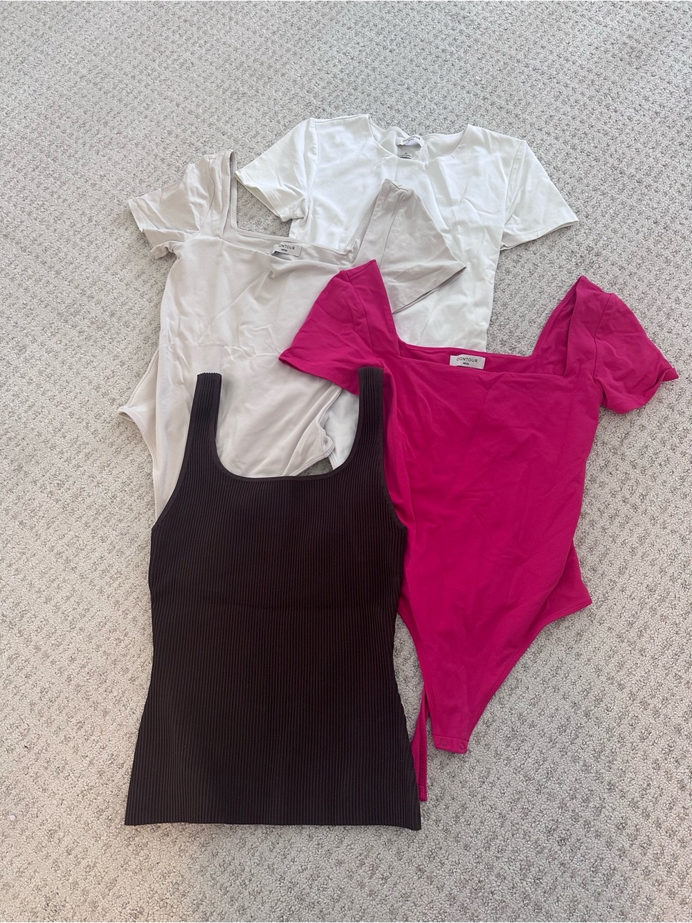 Aritzia Mixed Bodysuit Set — Black, White, Cream & Bright Pink